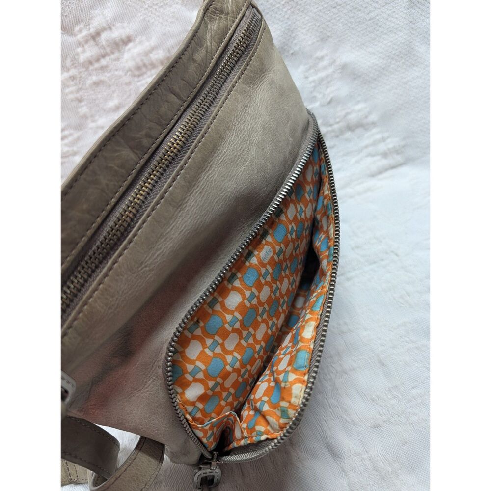 HOBO Cassie Gray Crossbody Bag with Front Zip Pockets - Orange Theme Inside - Picture 4 of 5